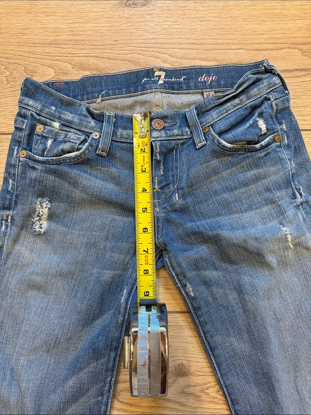 7 For All Mankind Dojo The Lexie Petite Distressed Denim Long Shorts size 25P